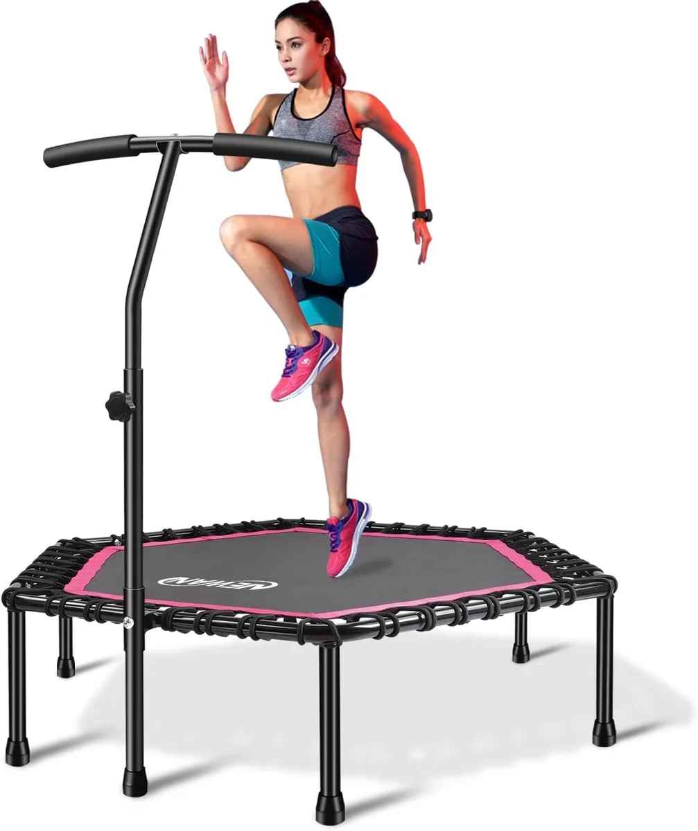 Hexagonal 48-inch black rebounder with six steel legs and adjustable T-handle