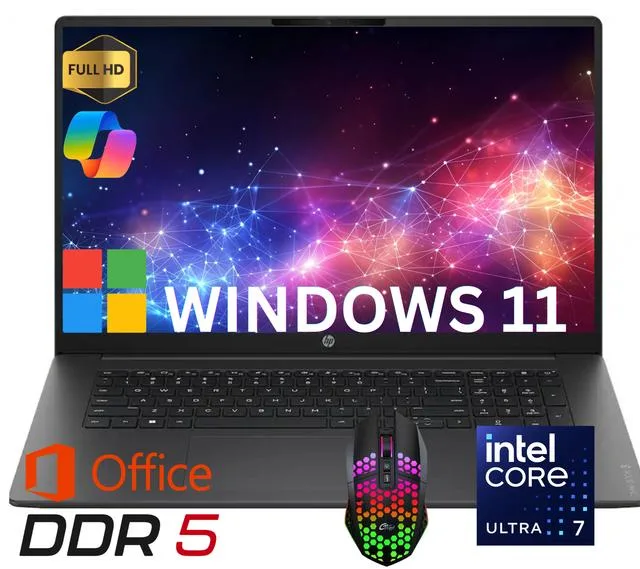 HP HP 17 laptop Intel Core Ultra 7 255U 24GB DDR5 1TB NVME 17.3" FHD Windows 11 Home Black — product photo