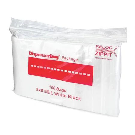 Clear LDPE reclosable bag with zip seal, flat pack of 1000