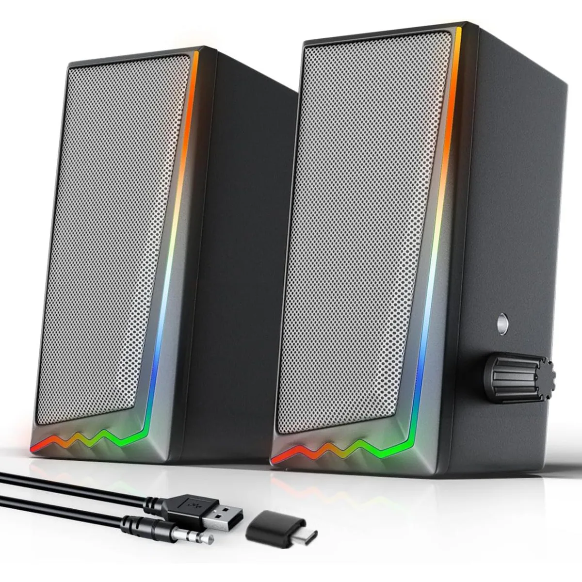 Adiven Adiven AD-YXLXZ 2.0 speaker USB 3.5 mm aux RGB volume control black — product photo