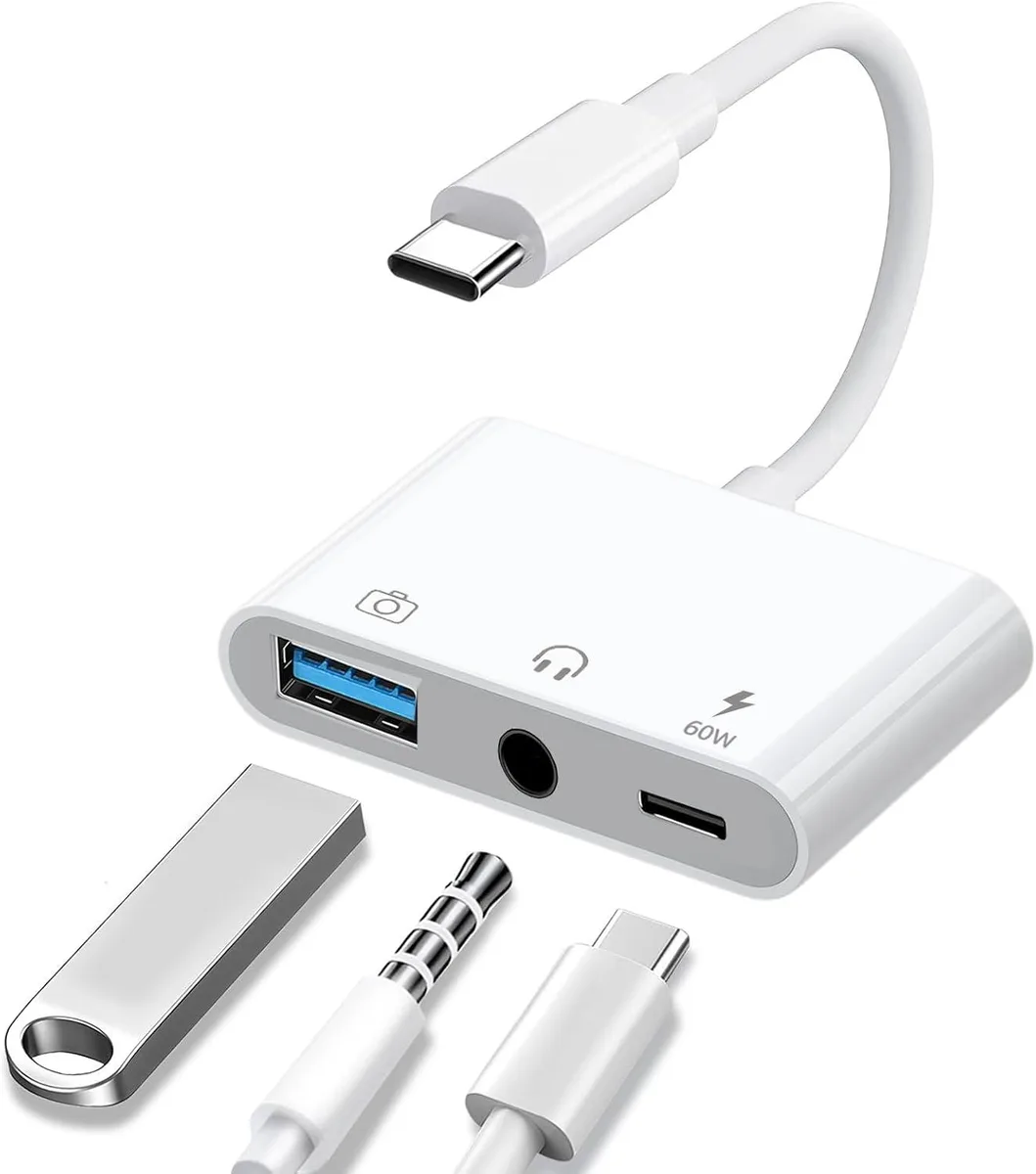 FLEANE FLEANE 3-in-1 USB-C OTG Adapter with 3.5 mm Audio and 60W PD Charging — product photo