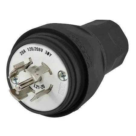 Hubbell Incorporated Hubbell Incorporated HBL26W81BK Watertight Locking Plug L21-20P 20 A 120/208V AC — product photo