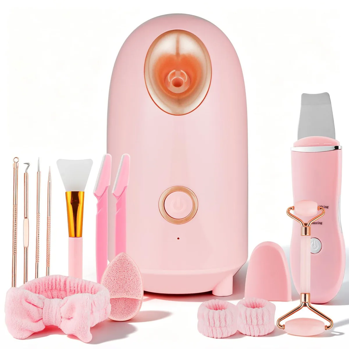  IeBilif Facial Steamer Spa Kit Pink 8 Tools — product photo