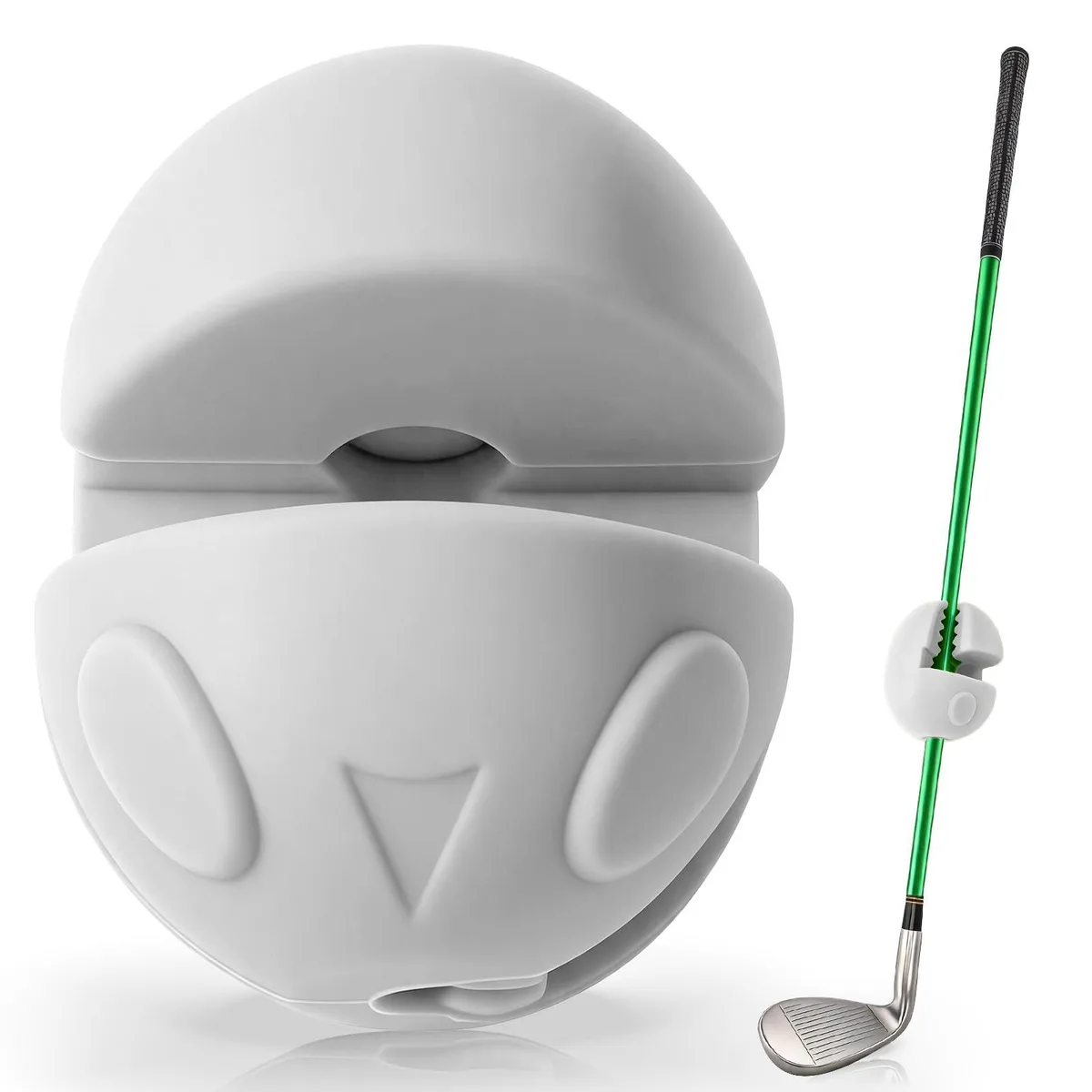 Grey polyurethane weighted ball on adjustable shaft for golf swing training