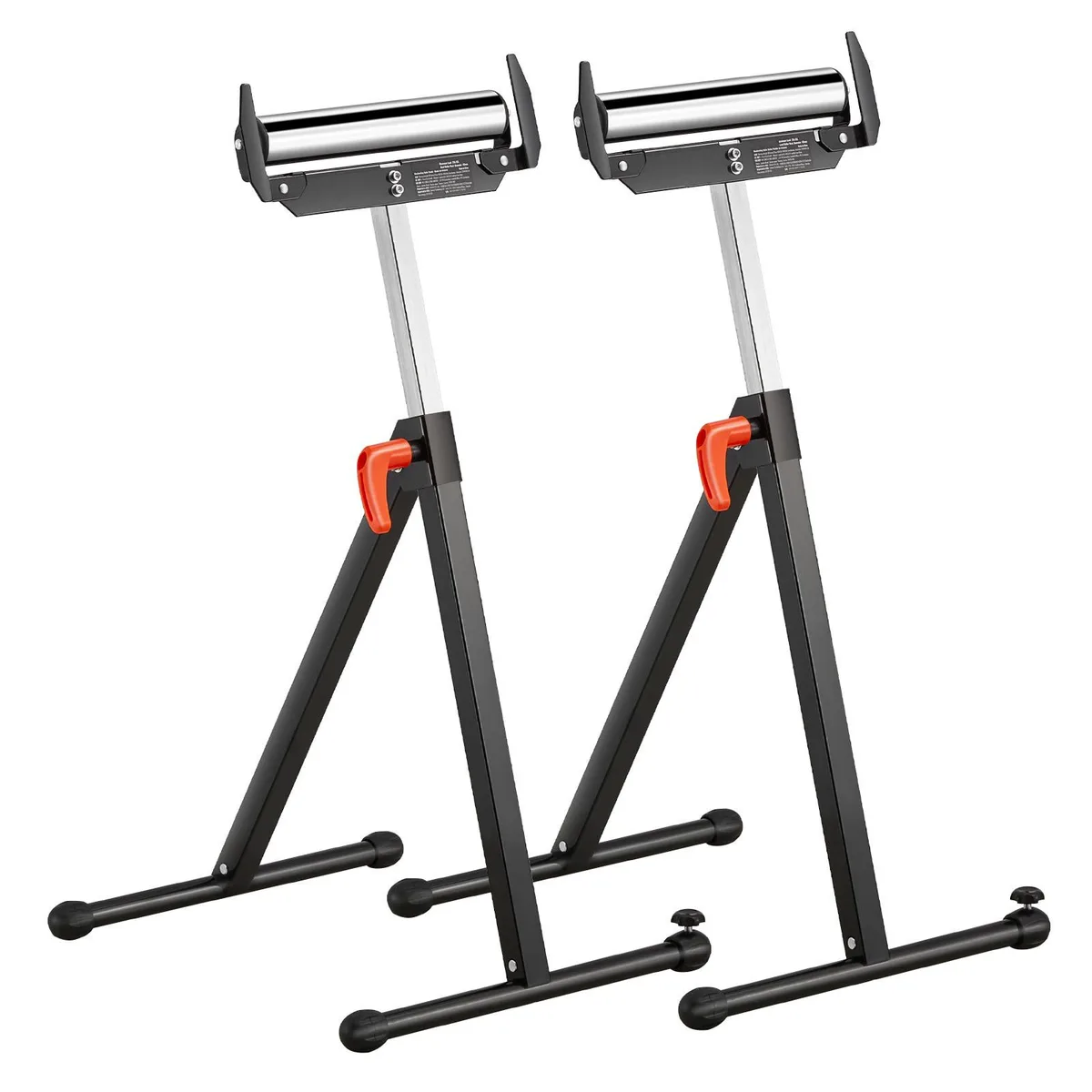 VEVOR VEVOR 2-Pack Roller Stands 250 lbs 27-43 in Adjustable Height Polished Steel Roller Head Edge Guides — product photo