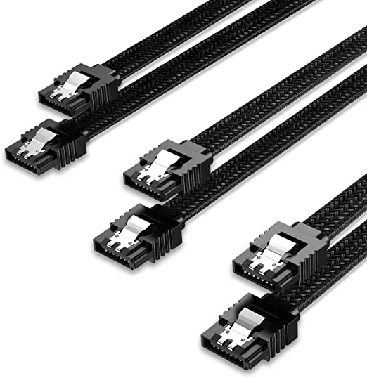 Bailink Bailink 3-pack SATA III cable 50 cm black straight 180° locking latch — product photo