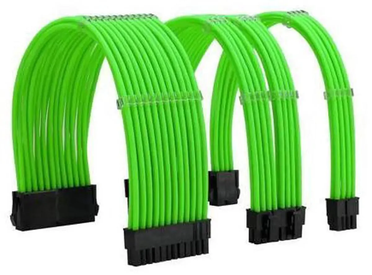SMUGDESK SMUGDESK Green Formulamod Sleeved PSU Extension Cable Kit 18AWG ATX 24Pin EPS 8Pin PCI-E 8Pin — product photo