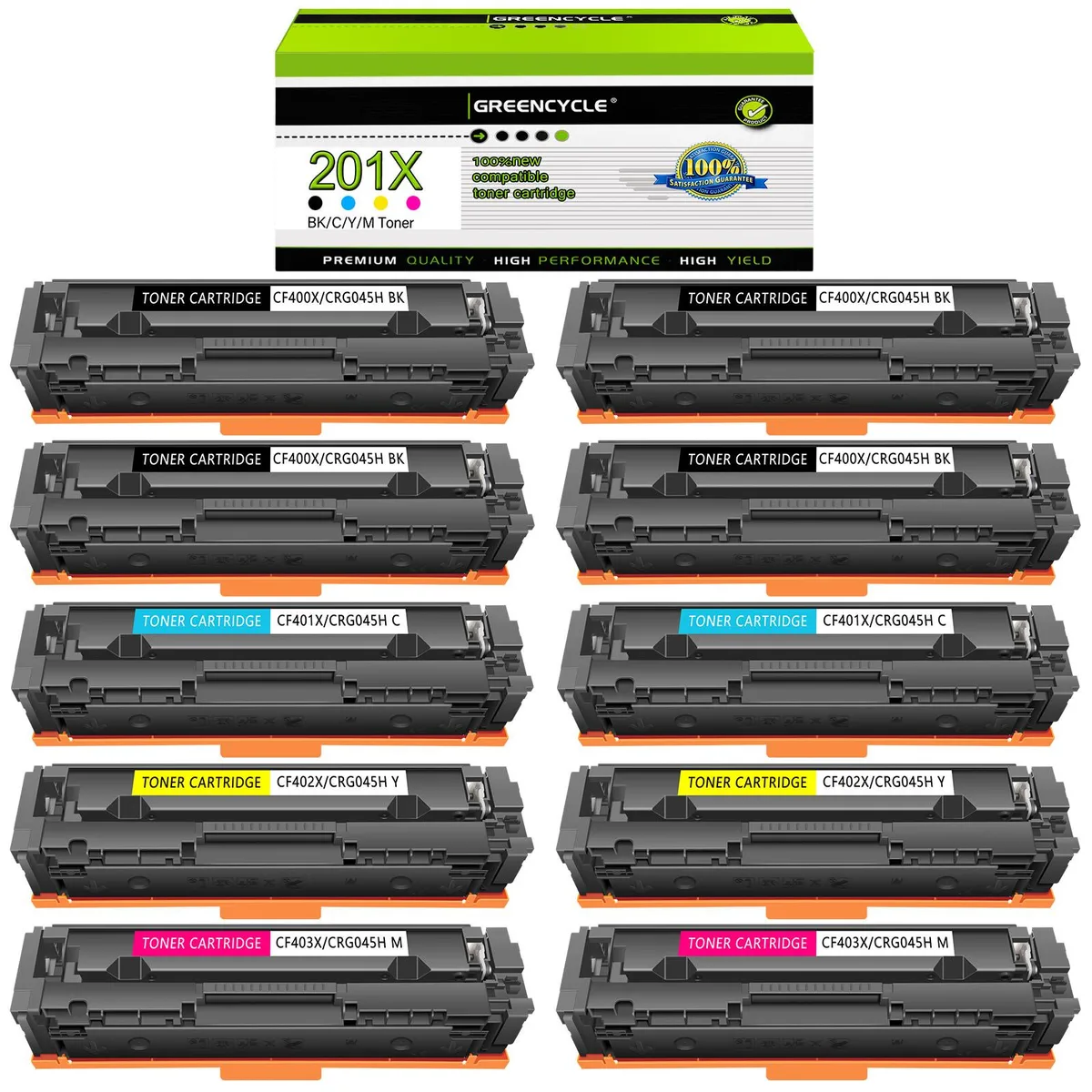 GREENCYCLE GREENCYCLE 201X 10 Pack Toner Cartridge CF400X CF401X CF402X CF403X — product photo