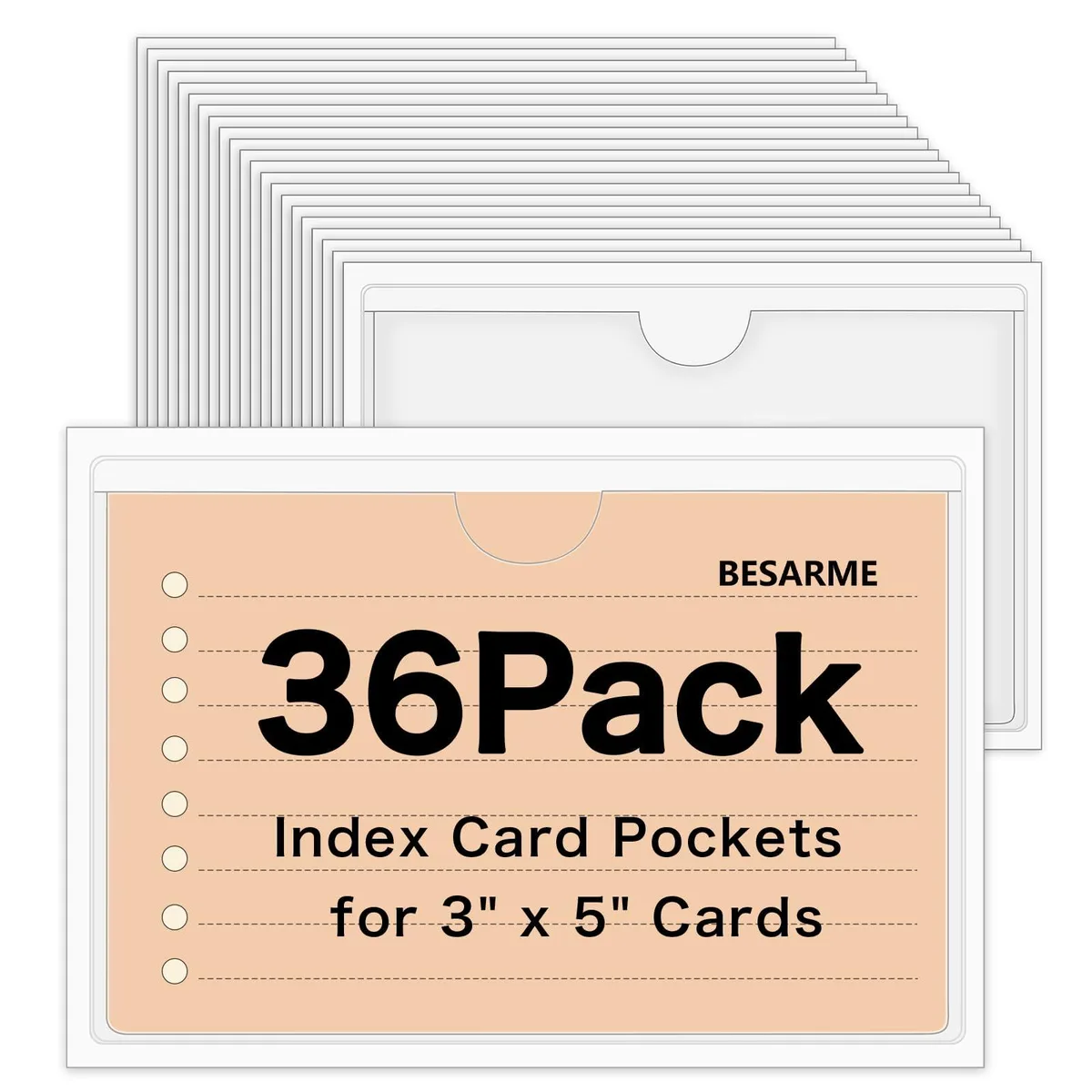 No Sew No Sew 2955 36 Pack 3.7 x 5.3 in Adhesive Index Card Holders Clear PVC — product photo