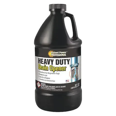 Clear liquid drain opener in a one-gallon jug