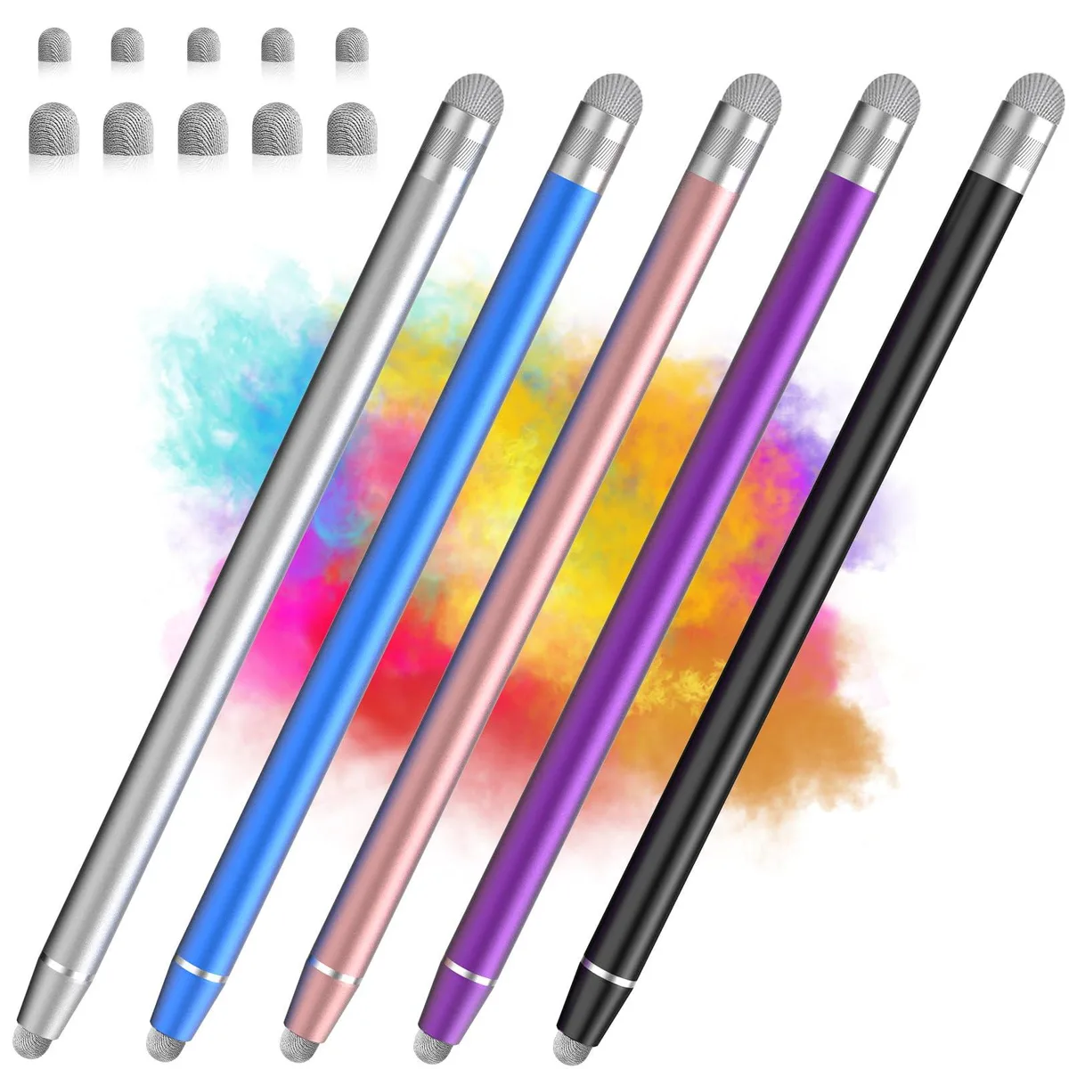 STYLUSLINK 2-in-1 Fiber Stylus 5-Pack (0.18"/0.24" tips) — product photo