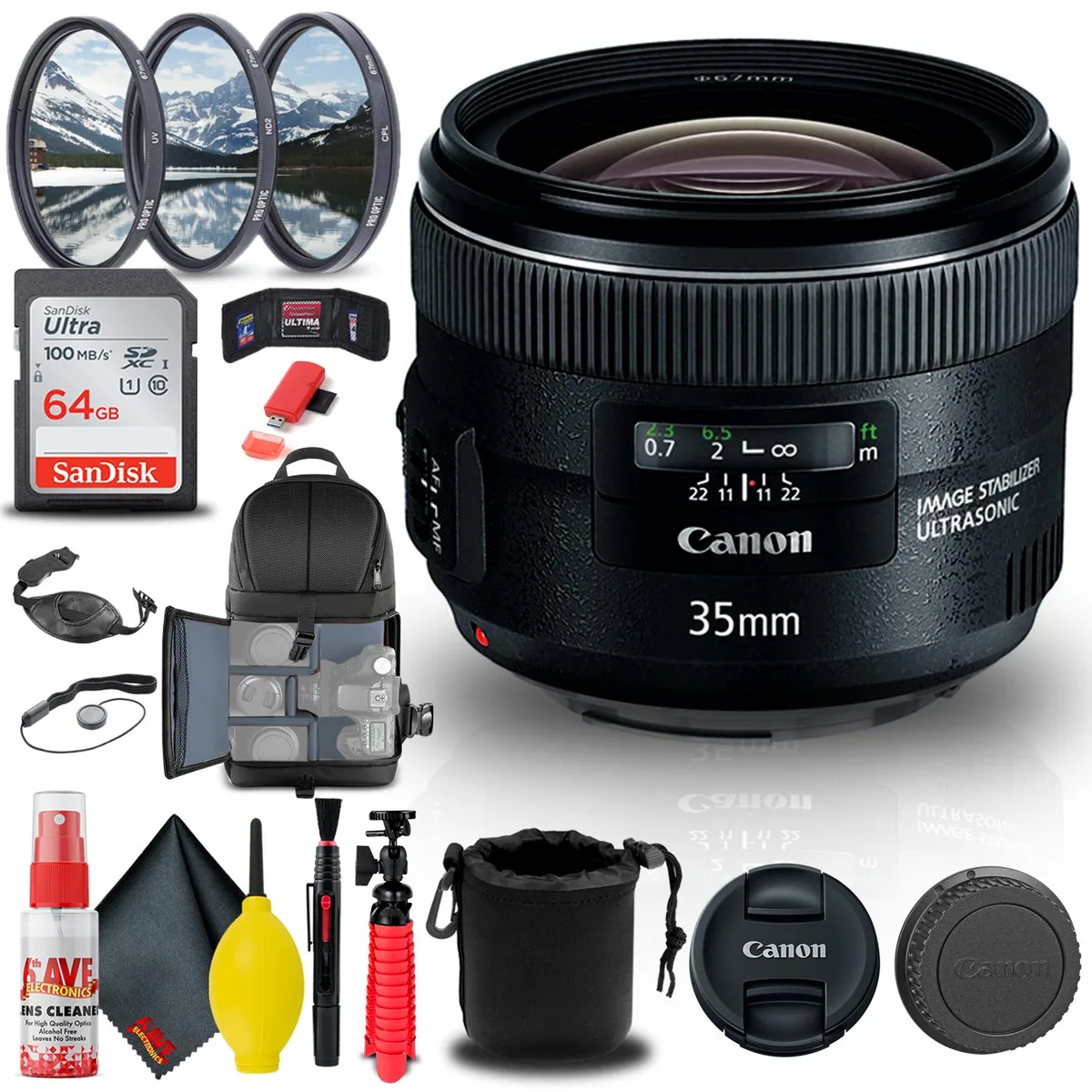 Canon Canon EF 35mm f/2 IS USM Lens (5178B002) Bundle — product photo