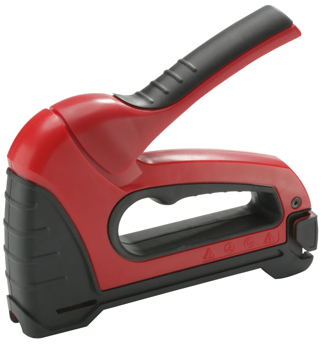 Red plastic cable staple gun with straight drive mechanism