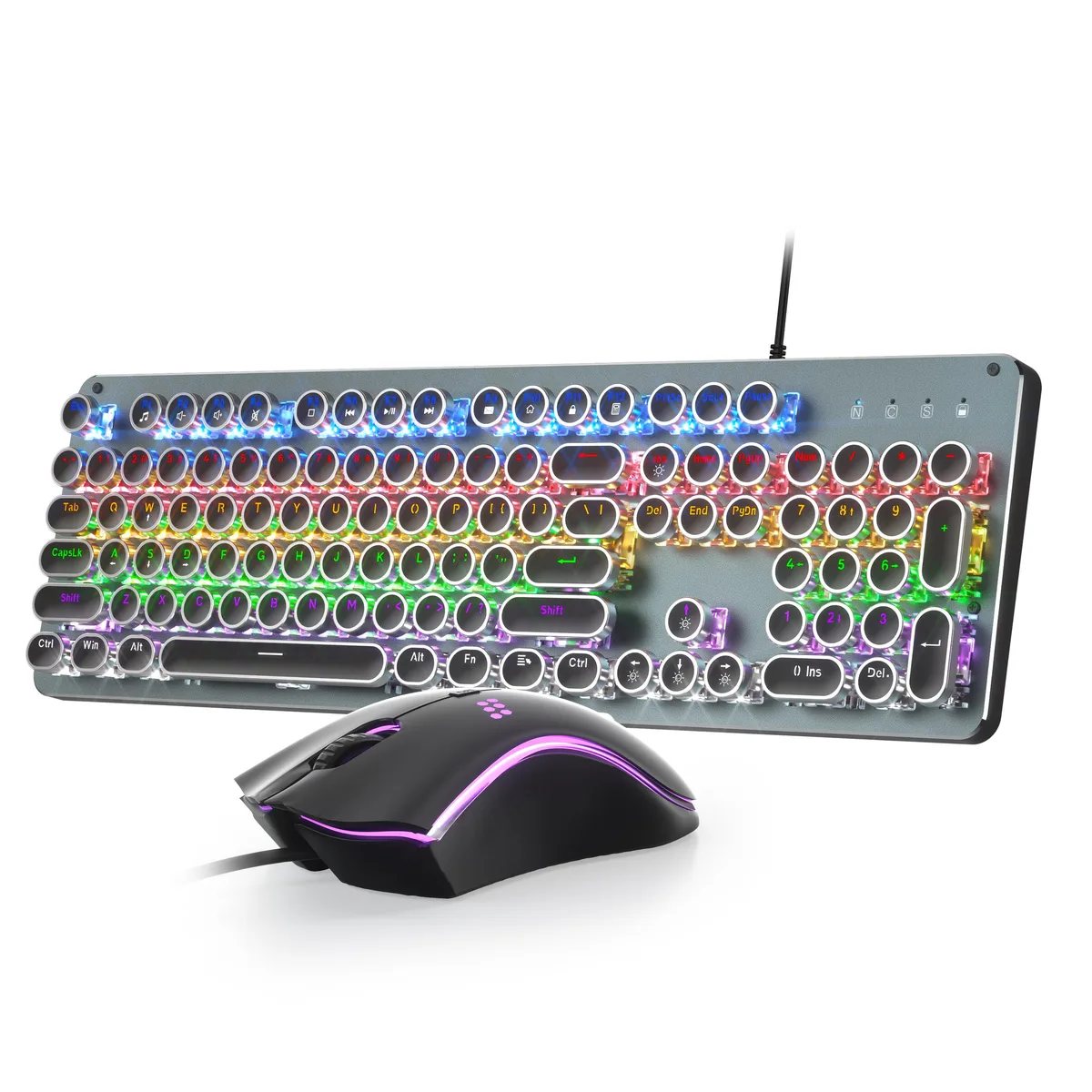 AULA AULA Punk Mechanical Keyboard &amp; Mouse &amp; Mousepad 3-Piece Set 104 Keys Black 1.6m Cable — product photo