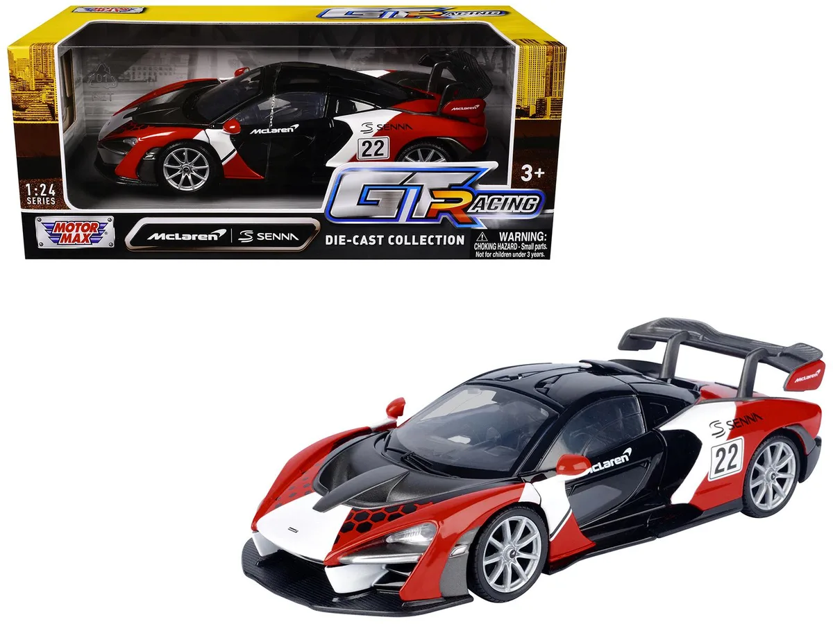 MOTORMAX MOTORMAX McLaren Senna #22 Black Red White GT Racing 1/24 Diecast — product photo