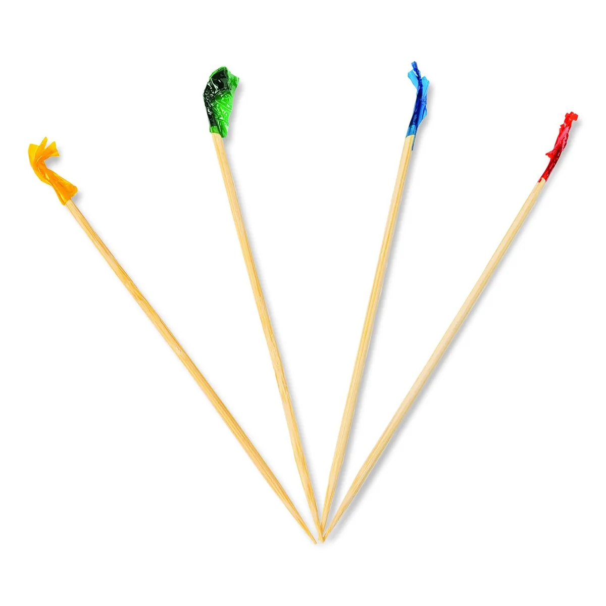 AmerCareRoyal AmerCareRoyal Cellophane-Frill Wood Picks 4" Bamboo Assorted Colors 10000/Carton R812B — product photo