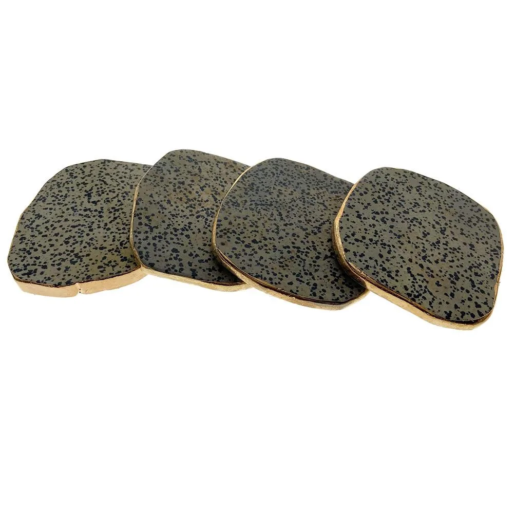 Vandue Corporation Vandue Corporation Dalmatian Jasper Stone Coasters Set of 4 Gold — product photo