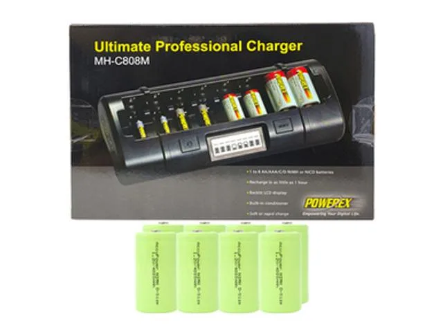 DUSLAN DUSLAN MH-C808M 8-Bay LCD Charger + 8 D Accupower NiMH 4000 mAh — product photo