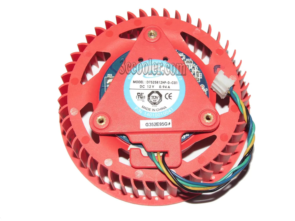 OEM Industries OEM Industries D7525B12HP-0-C01 12V 0.94A 4-Pin Red Fan — product photo