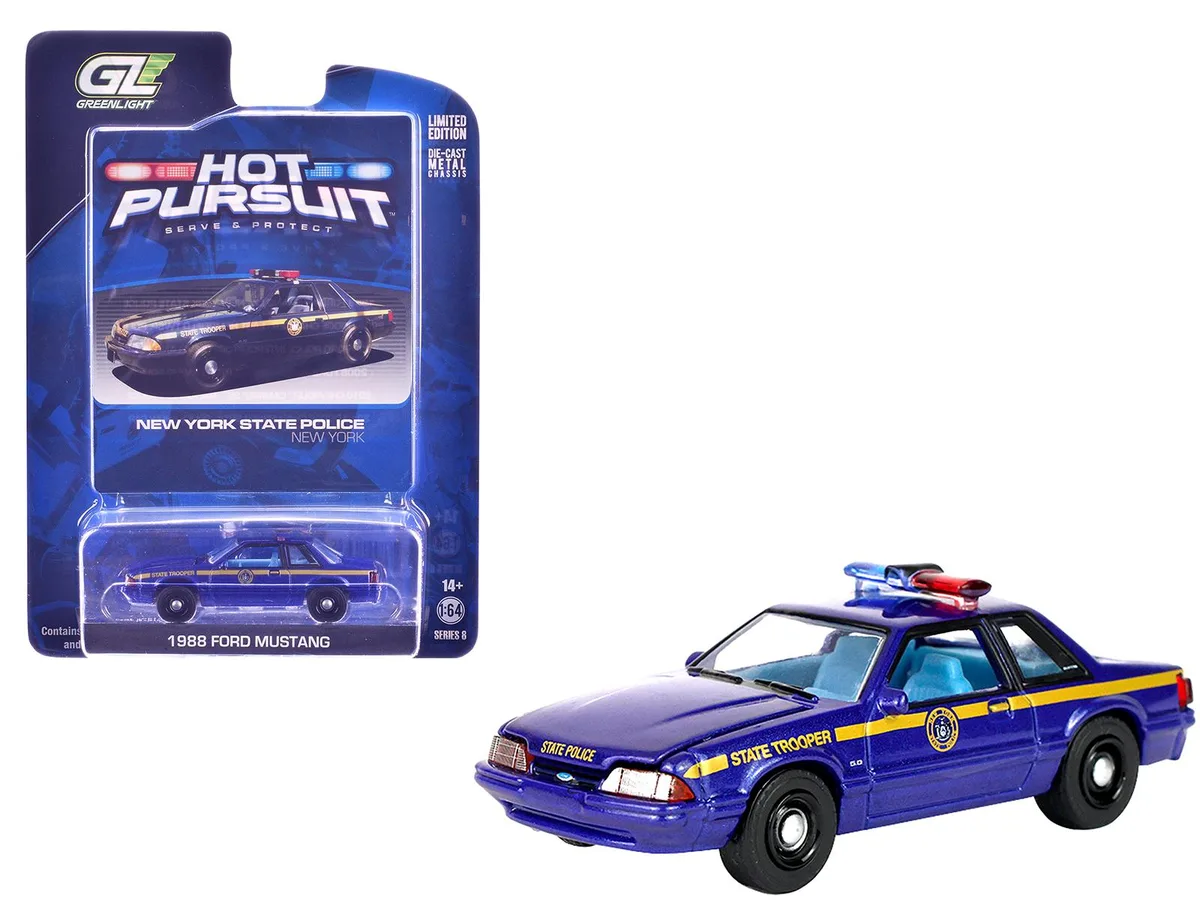 GREENLIGHT GREENLIGHT 1988 Ford Mustang New York State Police 1/64 Diecast — product photo