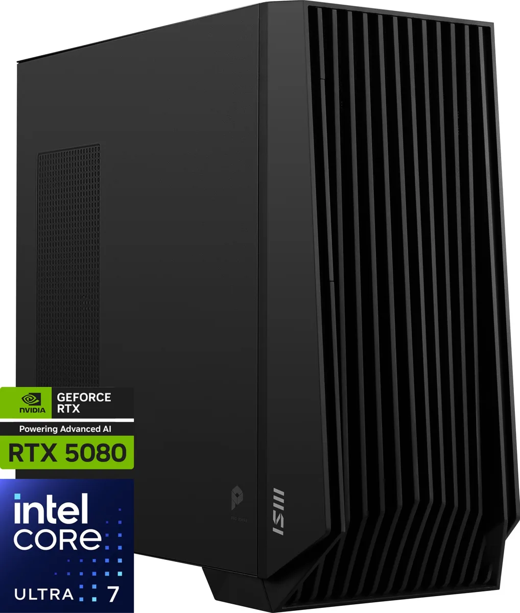 MSI MSI PRO DP400 AI 2NVV-023US business desktop Intel Core Ultra 7 265F 64GB DDR5 2TB NVMe RTX 5080 — product photo