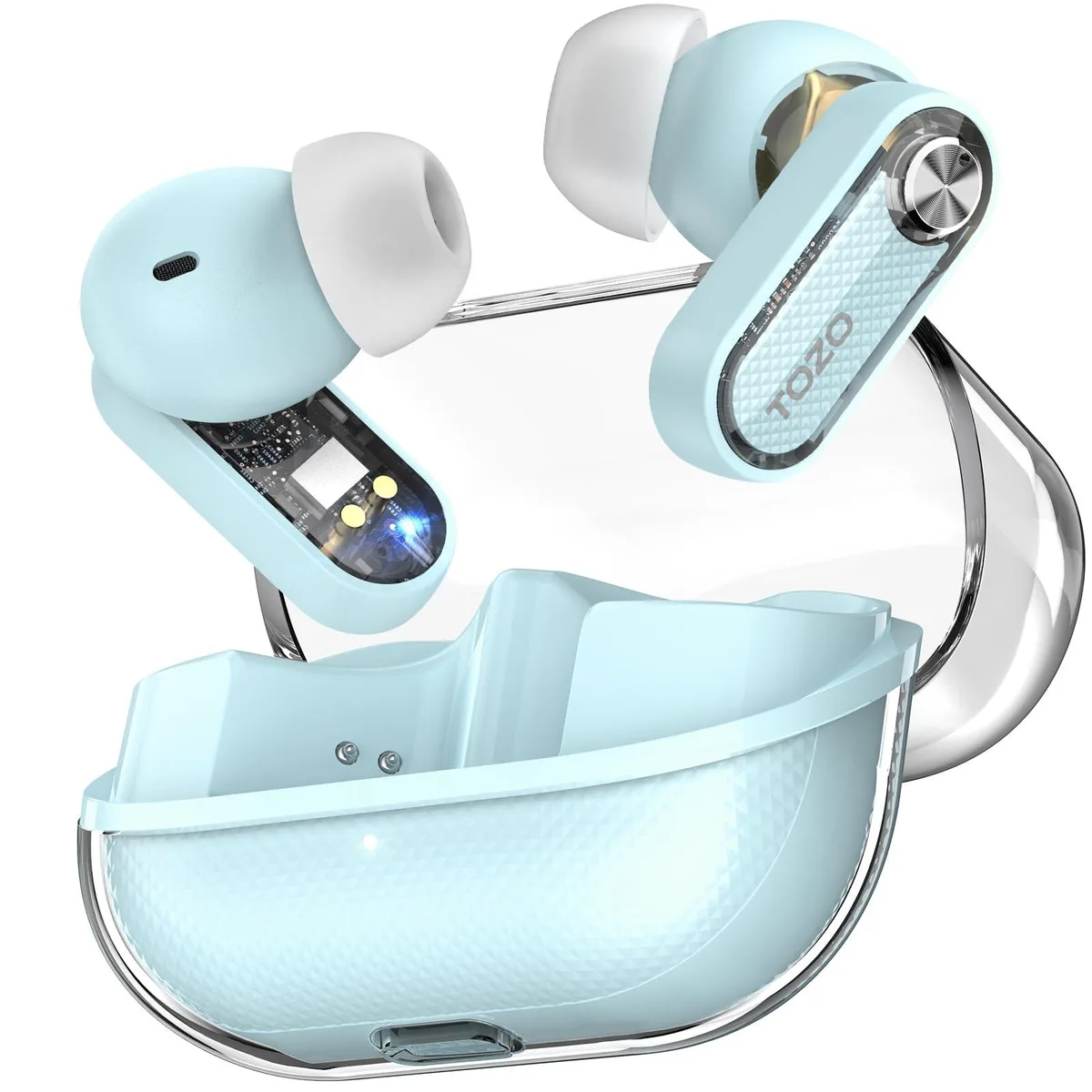 TOZO Store TOZO Crystal Pods Earbuds Hybrid ANC Bluetooth 5.4 Blue — product photo