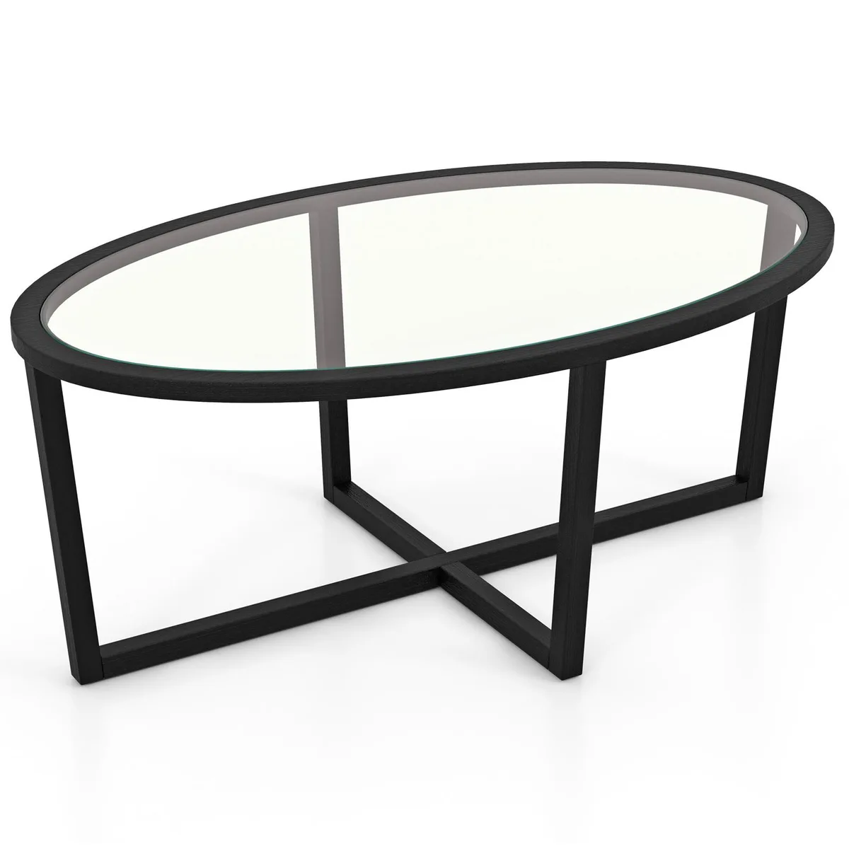 SlickBlue SlickBlue Oval Glass Coffee Table Black 46.5" x 28" x 18.5 — product photo