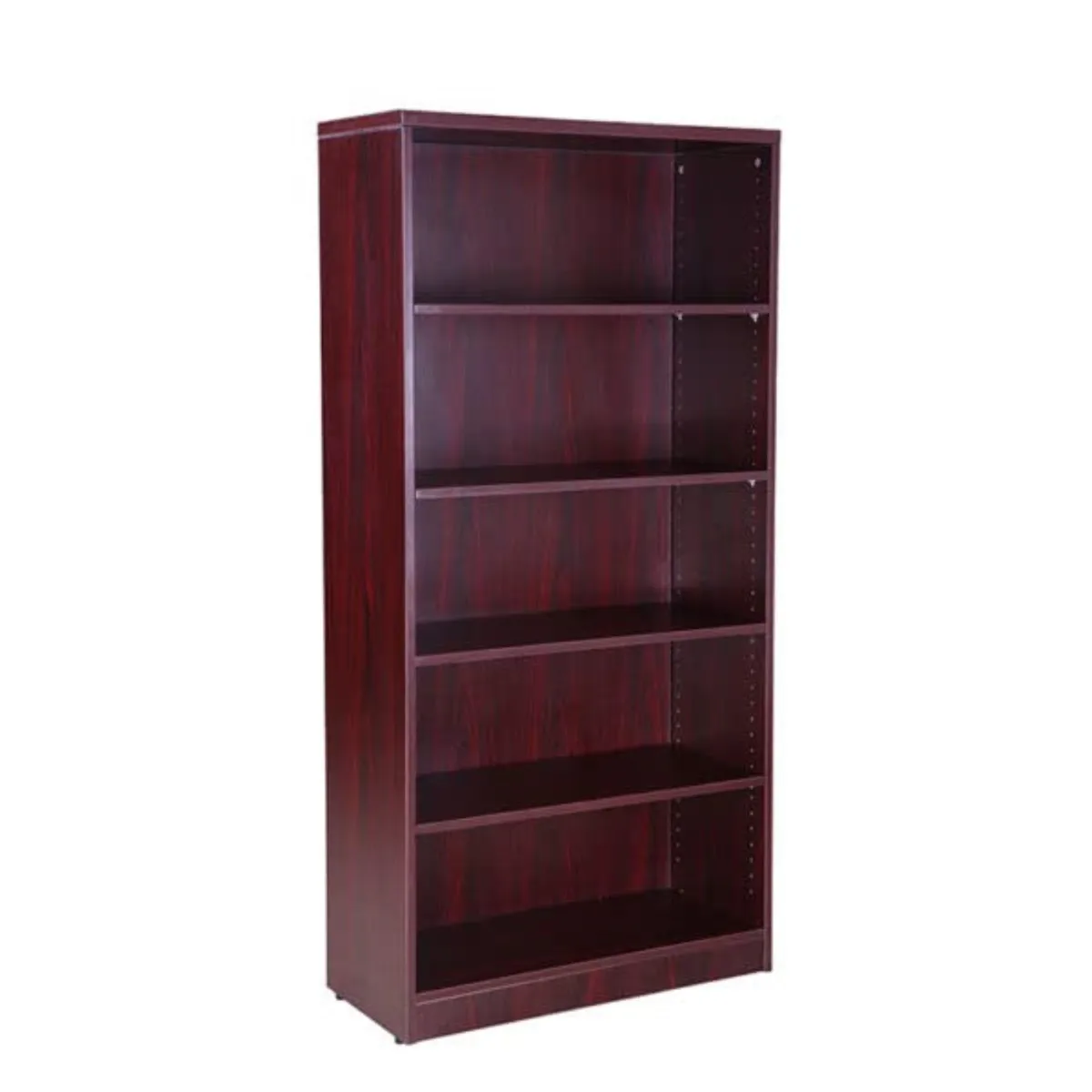 Mahogany laminate bookcase with five shelves