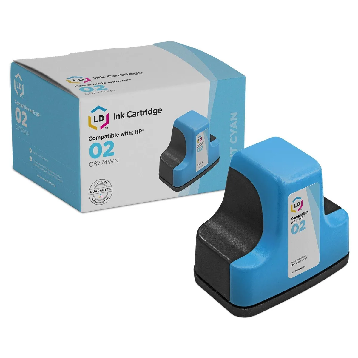 LD Products LD Products HP 02 Light Cyan Ink Cartridge C8774WN 240 Pages — product photo