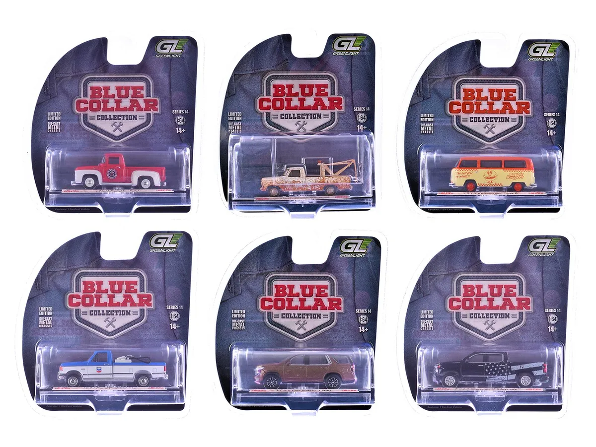 GREENLIGHT GREENLIGHT "Blue Collar Collection" Series 14 Set of 6 1/64 Diecast Cars — product photo