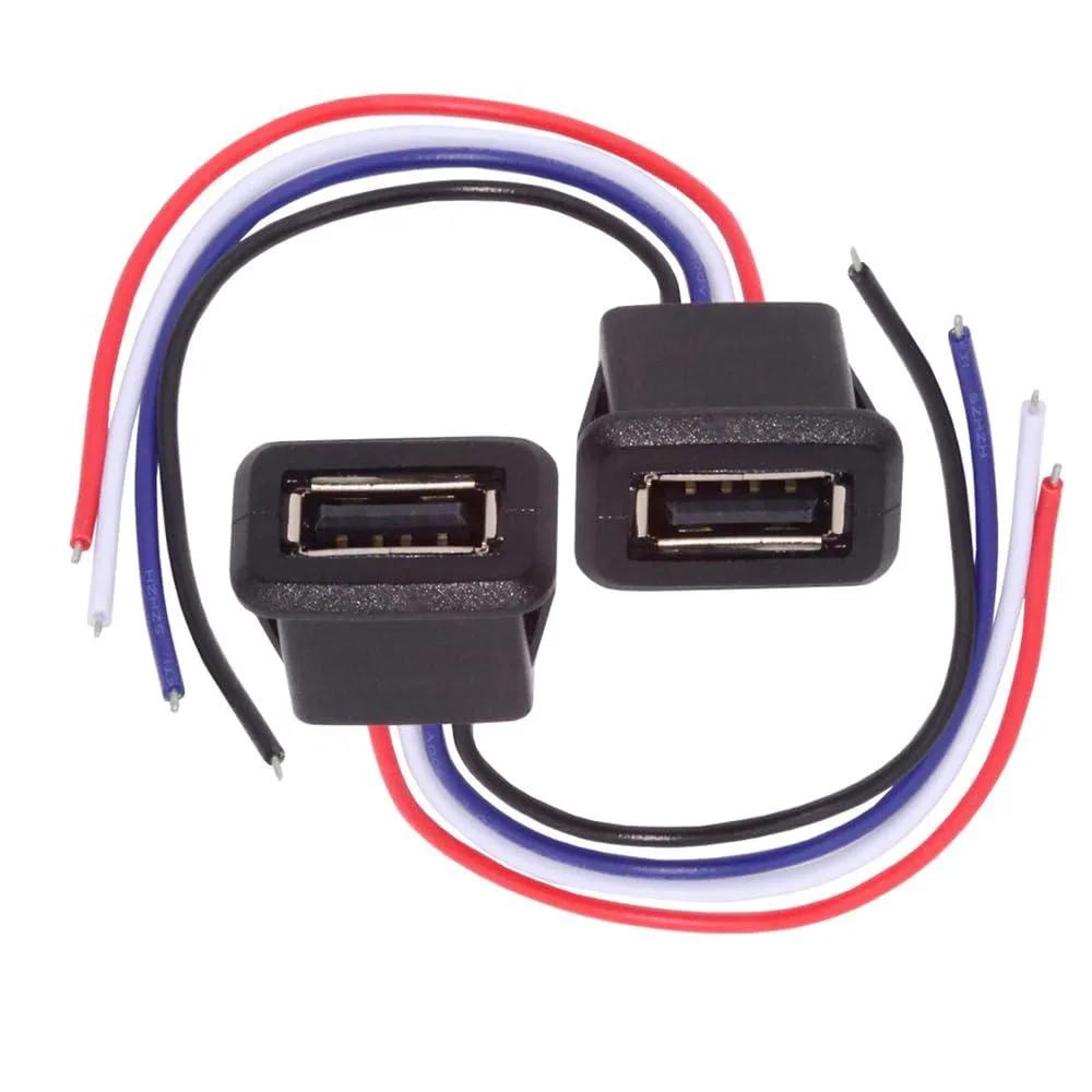 LORDWORLD LORDWORLD 2pcs 24AWG USB 2.0 Pigtail Cable Type A Female to 4Pin Open Cord Latch Mount 10cm — product photo
