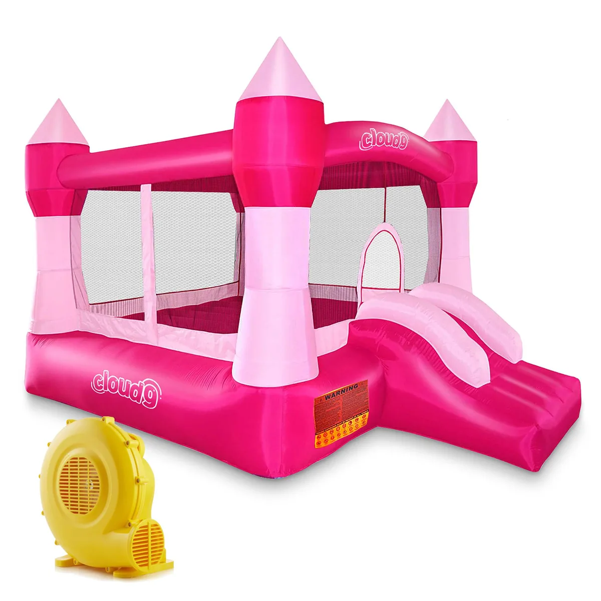 Cloud Nine Cloud 9 Princess Bounce House with Blower, Pink Castle Inflatable Bouncer — product photo