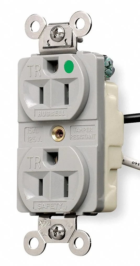 Hubbell Incorporated Hubbell HBL8200GY 15 A Straight Blade Receptacle Gray — product photo