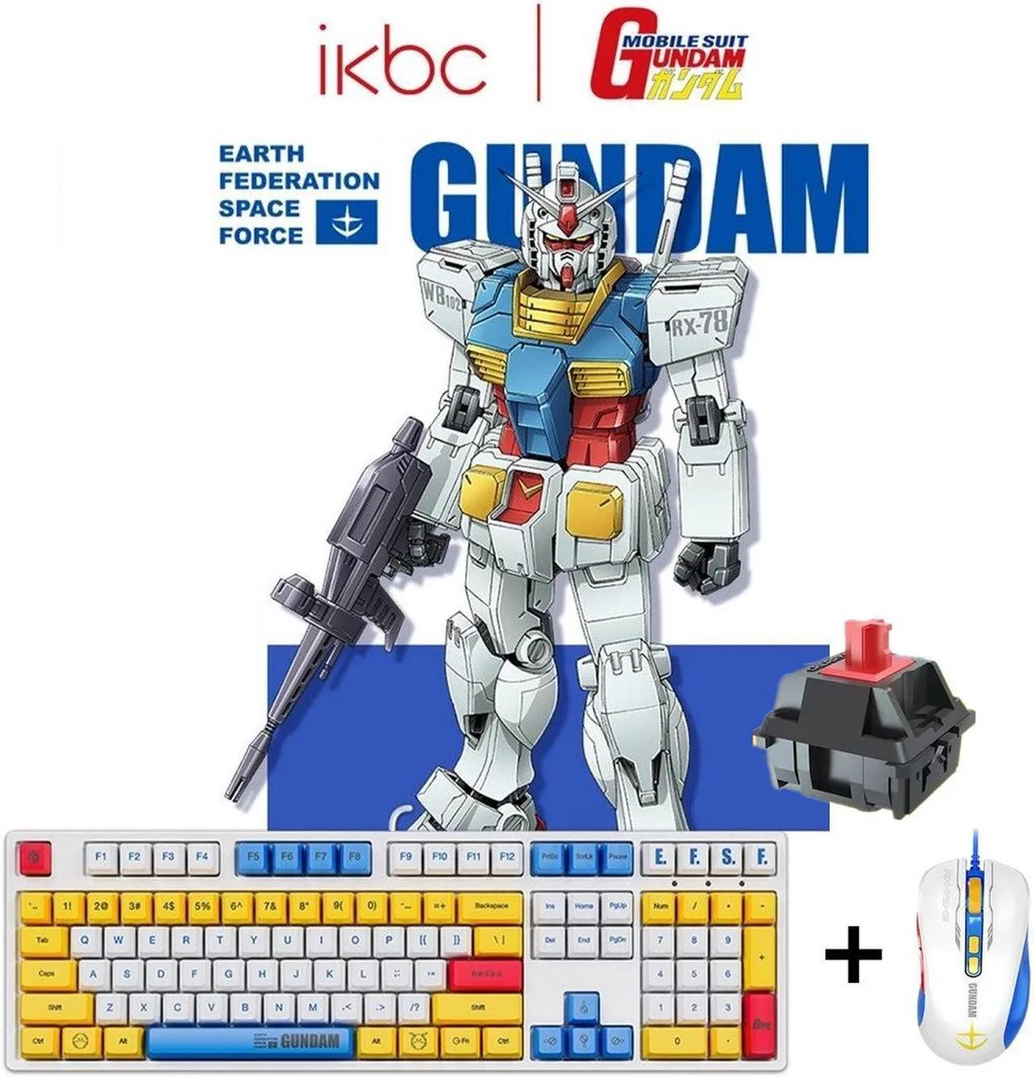 Enfain Enfain iKBC X GUNDAM RX-78-2 Limited Cherry MX Red 108 Keys Keyboard &amp; Mouse Set — product photo
