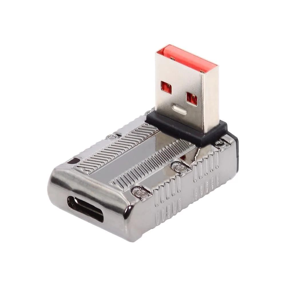 Fervit Fervit USB 3.1 Type-C Female to USB 3.0 Type-A Male 90° Angled 10Gbps 120W Mecha Cyberpunk Style — product photo