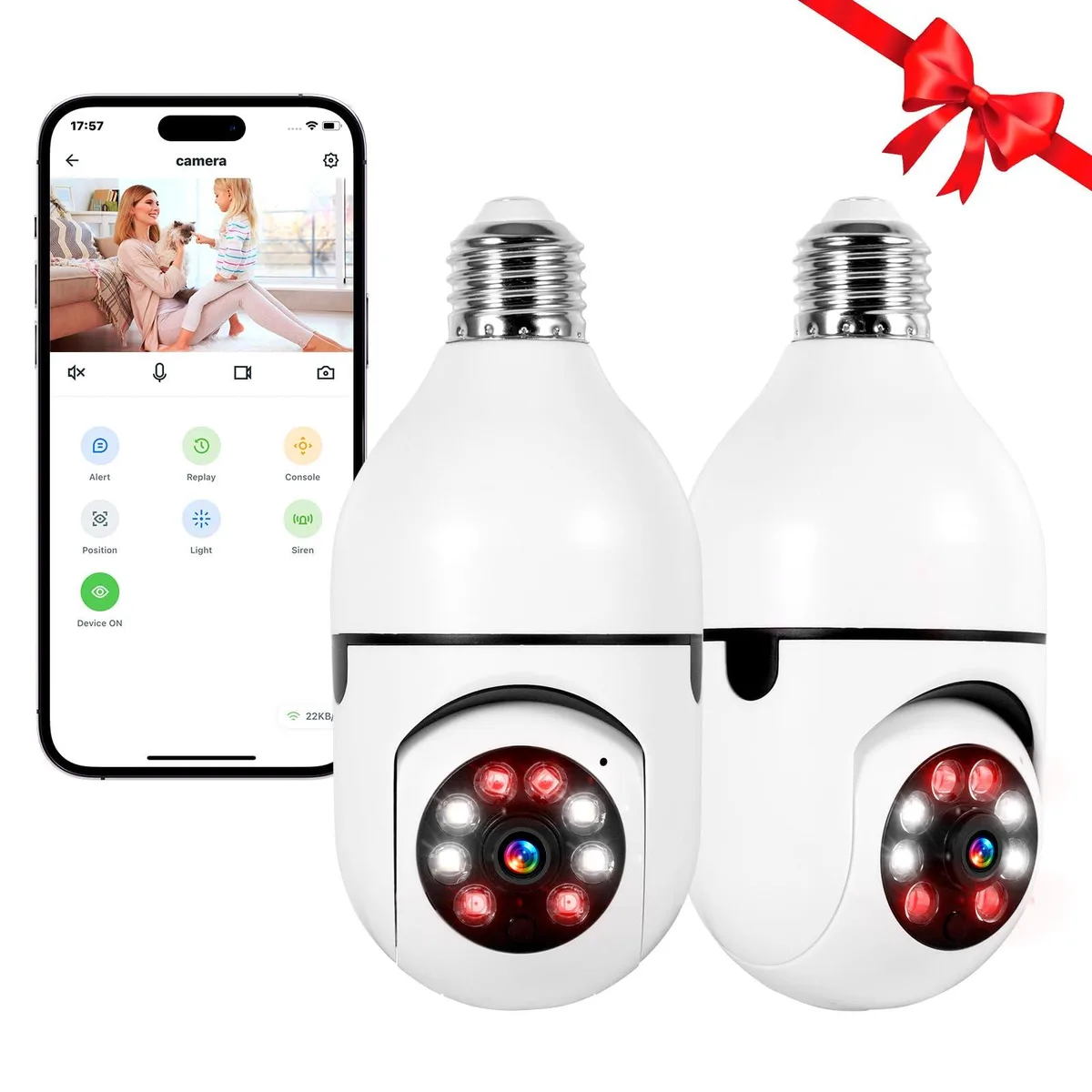  Clover DPDZ02 2K Wireless Surveillance 2 Pack E27 2.4GHz 355° Pan 1080p — product photo