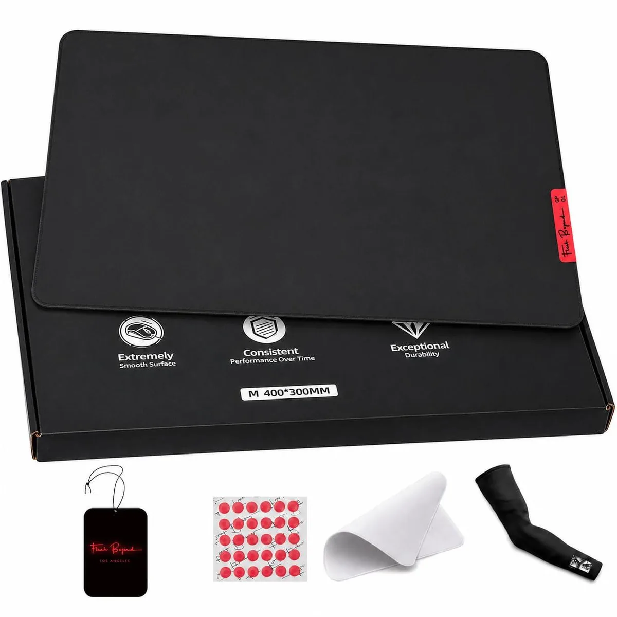  MysticBloom FlashBeyondGP01 Glass Mouse Pad 400 x 300 mm Black — product photo