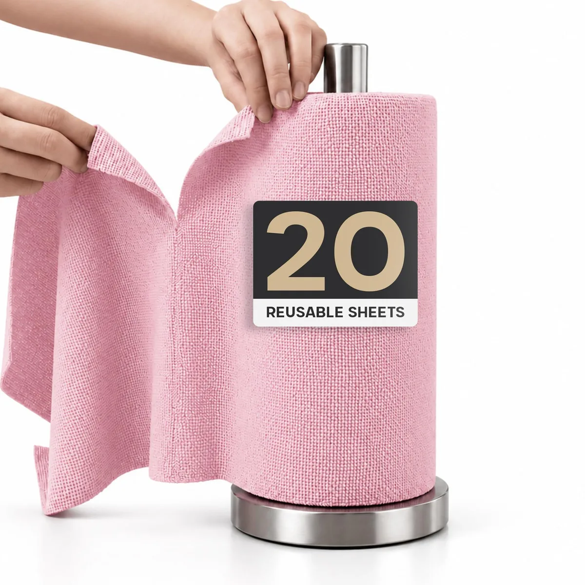  Metra Microfiber Cleaning Cloth Roll 20 Sheets 11" x 10" Pink — product photo