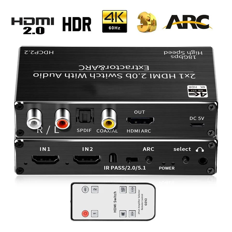 LUOM LUOM OZV2 2x1 HDMI Audio Extractor Switch 4K@60Hz — product photo