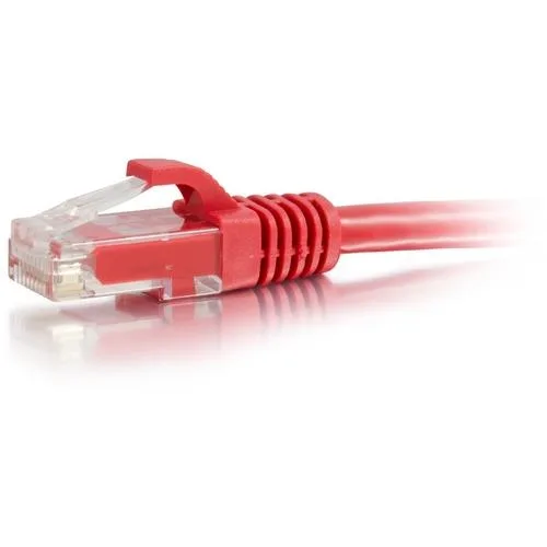 Red snagless Cat6a UTP patch cable with RJ45 connectors, three feet long