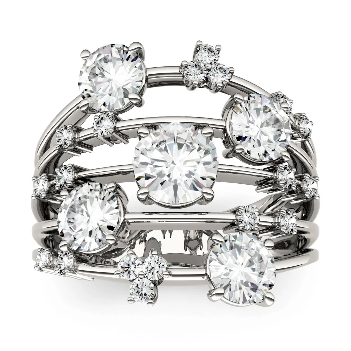 Charles &amp; Colvard Charles &amp; Colvard Moissanite Galaxy Ring Size 6 3.15cttw DEW — product photo