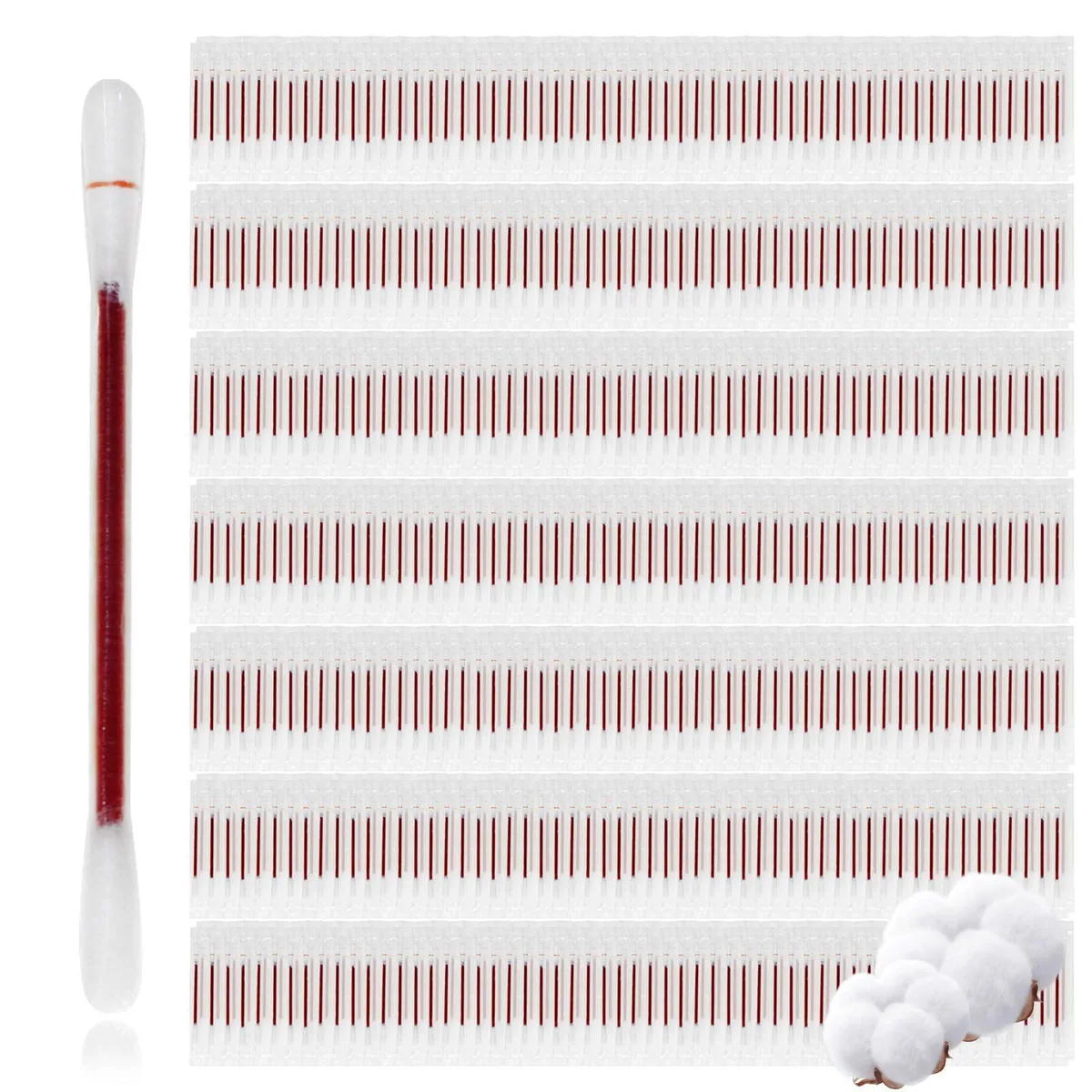 Box of 400 individually wrapped white iodine cotton swabs 7.5 cm