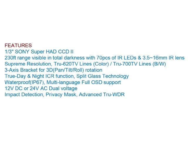 Bluecctv Bluecctv CS-620SIS3516 620TVL 70IR 3.5-16mm Analog Camera — product photo