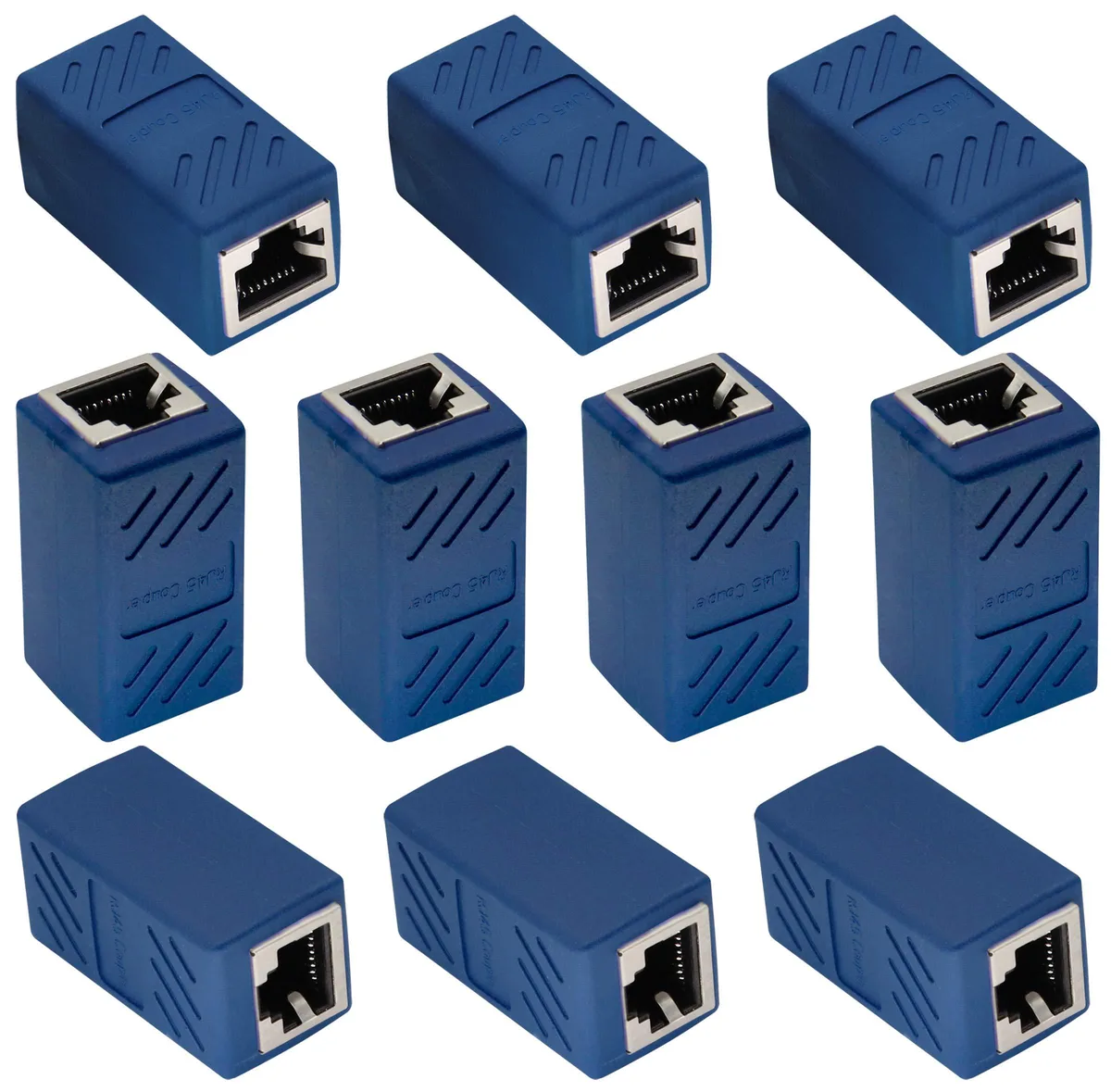 BUCIER BUCIER RJ45 Cat6 Female-to-Female Inline Coupler 10-Pack Blue — product photo