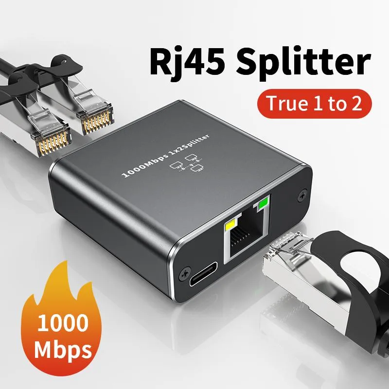ESTONE ESTONE OZHW3 Gigabit Ethernet Splitter 1 to 2 RJ45 Network Connector — product photo