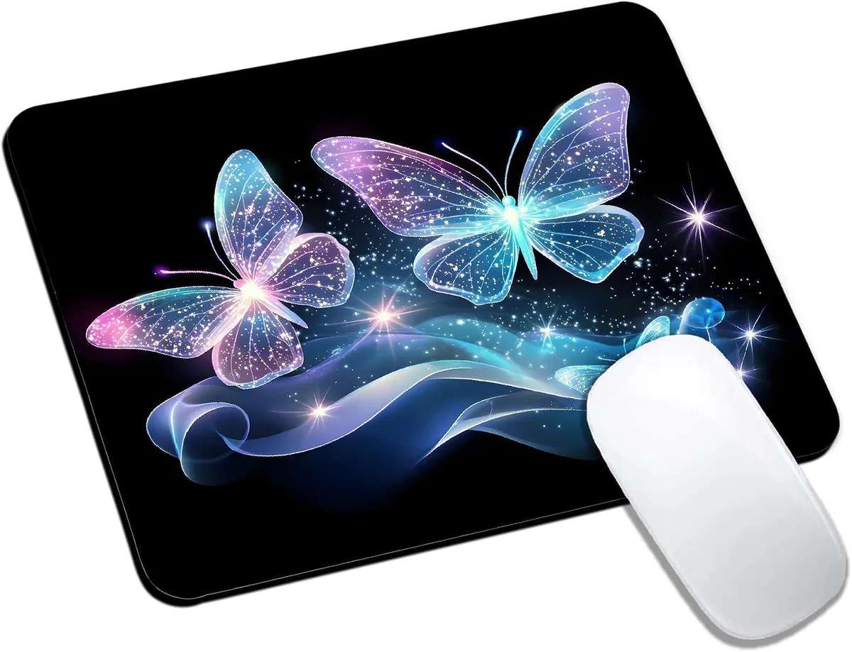 BAOFENG BAOFENG Blue Glitter Butterfly Mouse Pad 9.5 x 7.9 — product photo