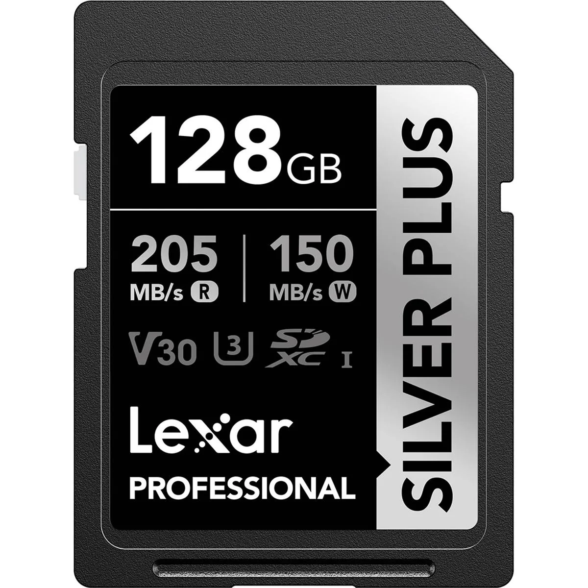 Lexar Professional SILVER PLUS SDXC 128GB memory card, silver label, standard size