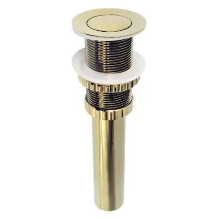 Polished metal push pop-up sink drain without overflow