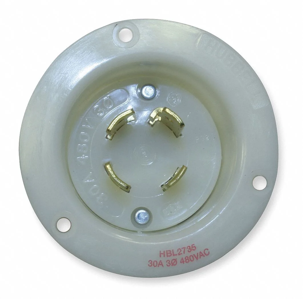 Hubbell Incorporated Hubbell Incorporated HBL2735 Flanged Locking Inlet 30 A 480V AC video accessory — product photo