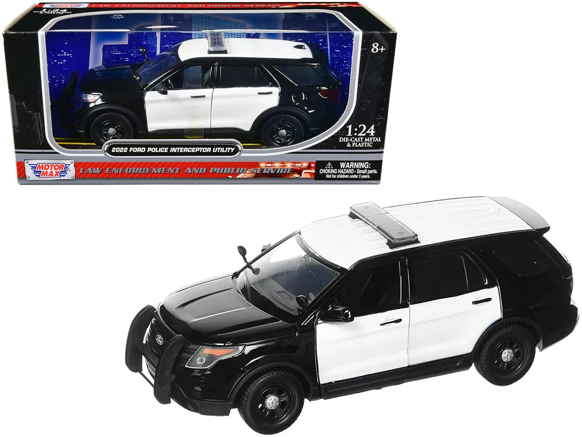 MOTORMAX MOTORMAX 2022 Ford Police Interceptor Utility Unmarked Black White 1/24 Diecast — product photo